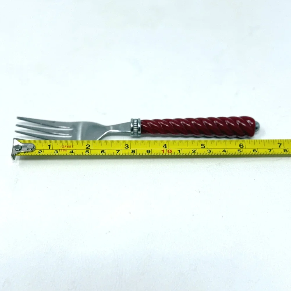 Gibson Sangria Rope Flatware Set‎ 15pc Red Twisted Handle Stainless Steel China